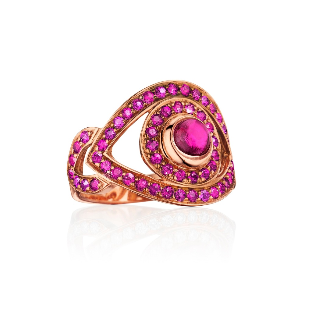 Rose Gold Eye Ring Ruby