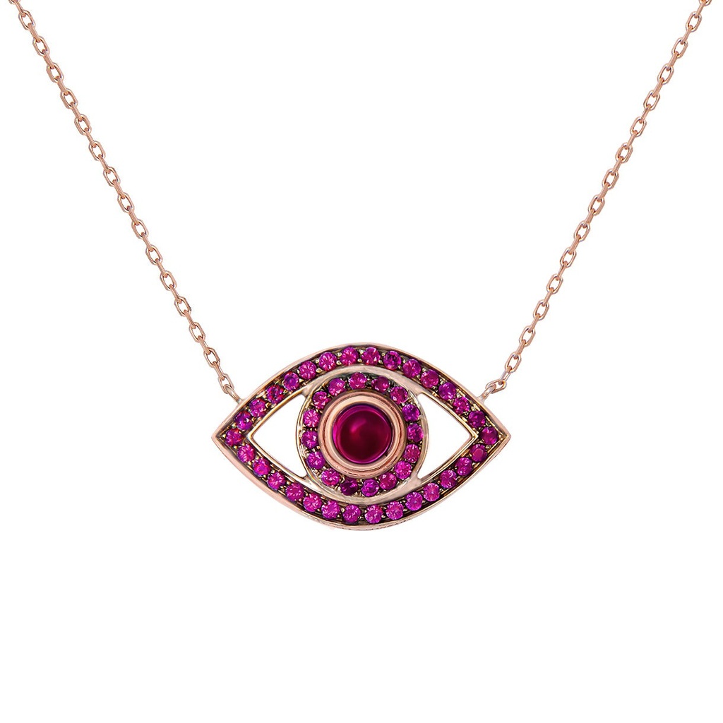 Rose Gold Eye Necklace Ruby