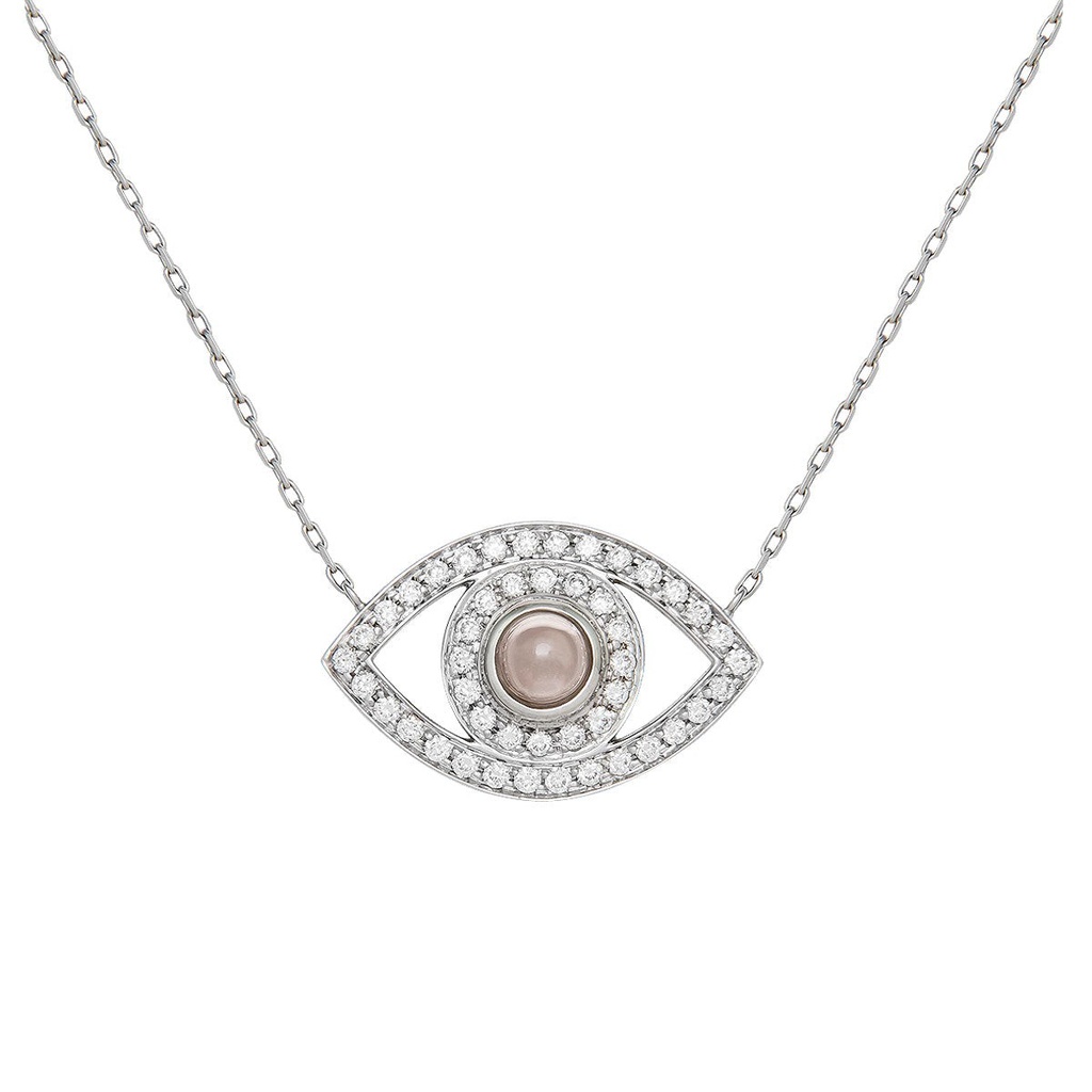 White Gold Eye Necklace with White Diamonds