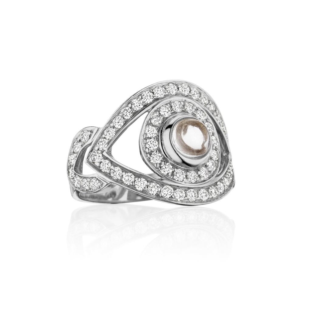 White Gold Eye Ring in White Diamonds