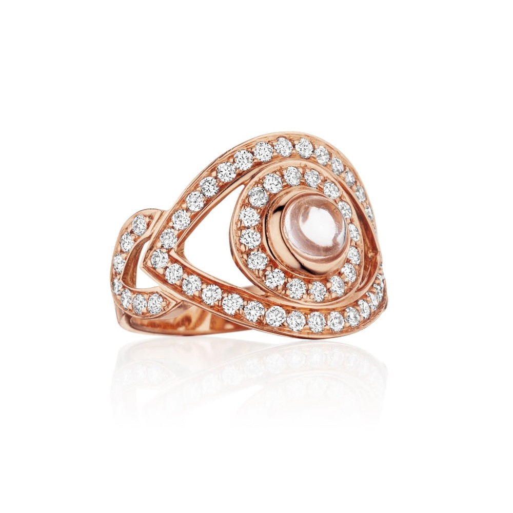 Rose Gold Eye Ring in White Diamonds