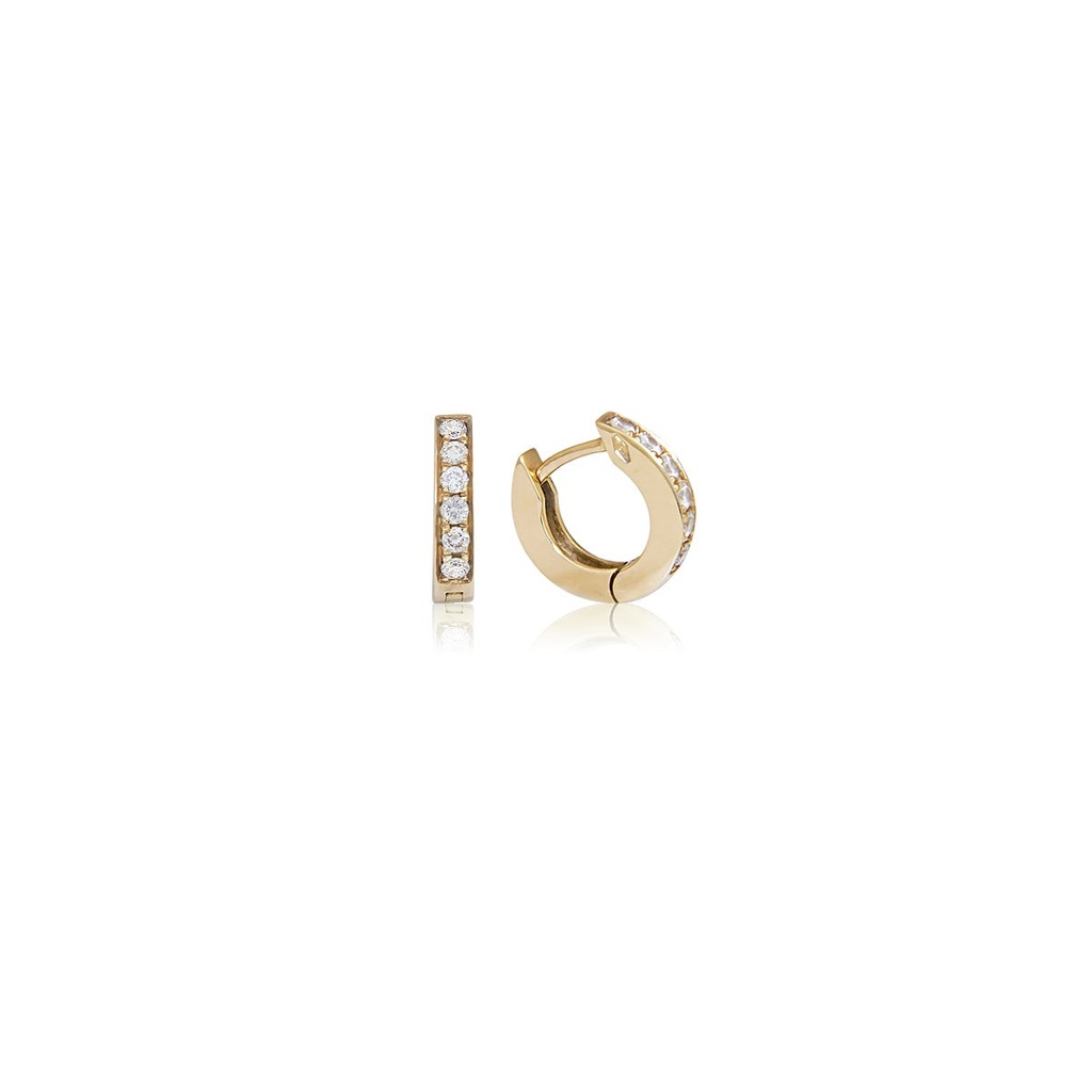 Yellow Gold Huggies Earrings White Diamond