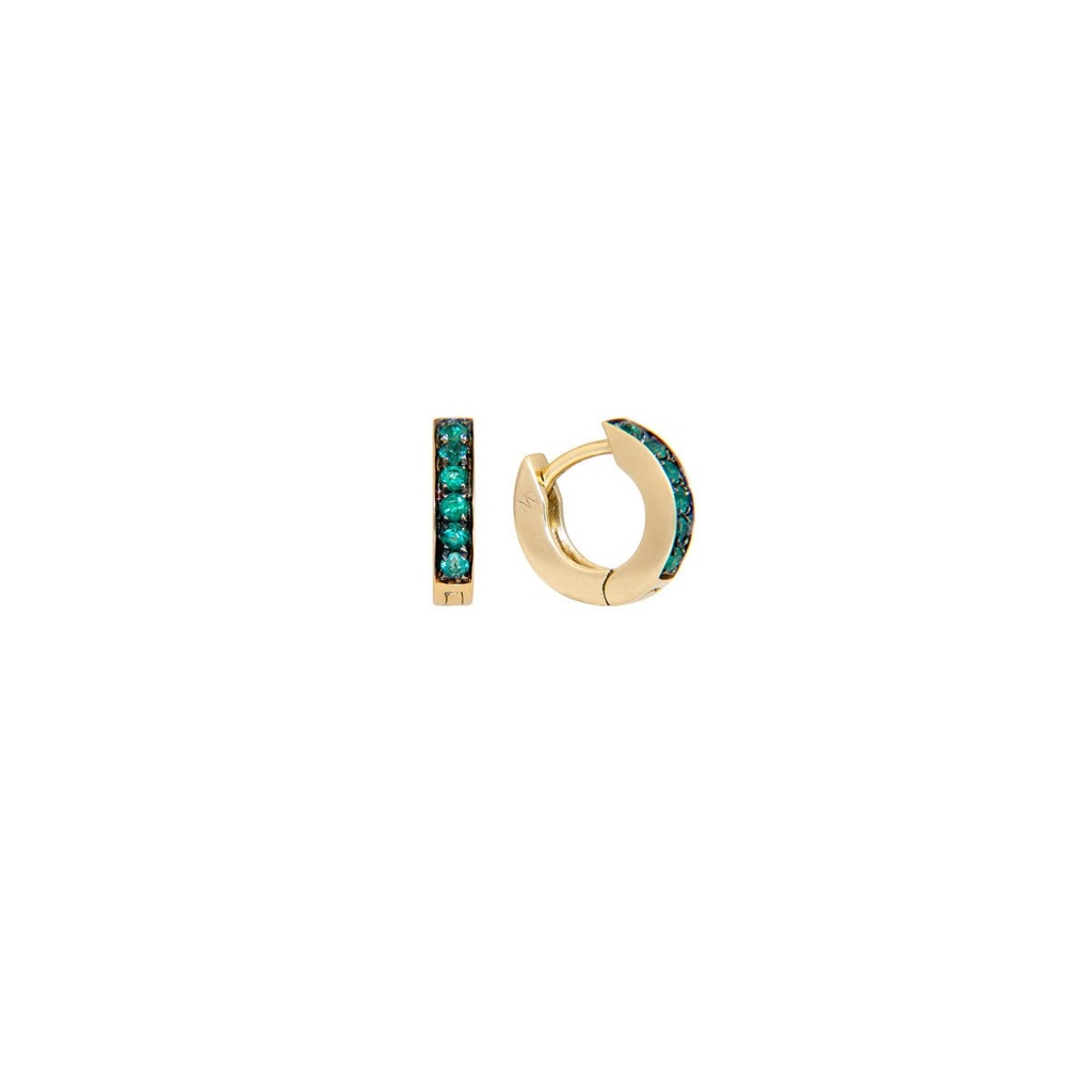 Yellow Gold Huggies Earrings Emerald