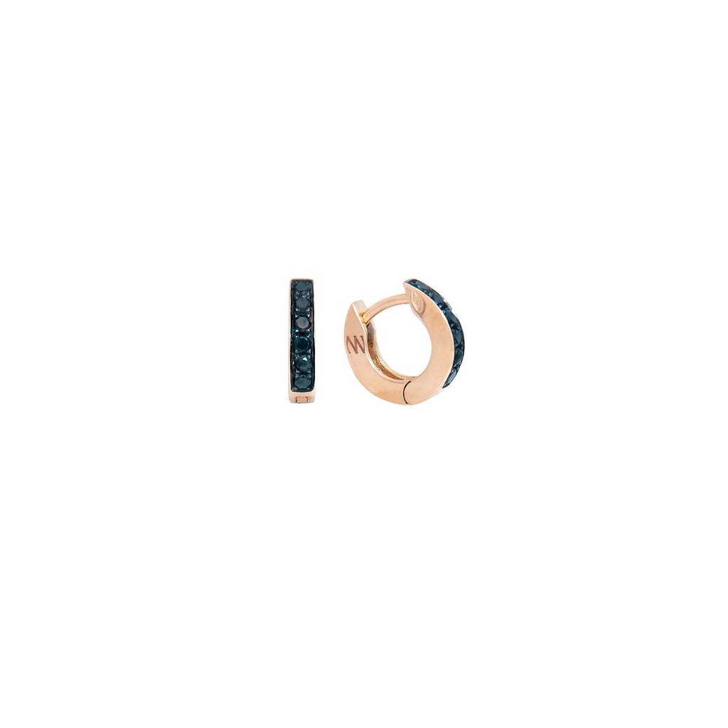 Rose Gold Huggies Earrings Black Diamond