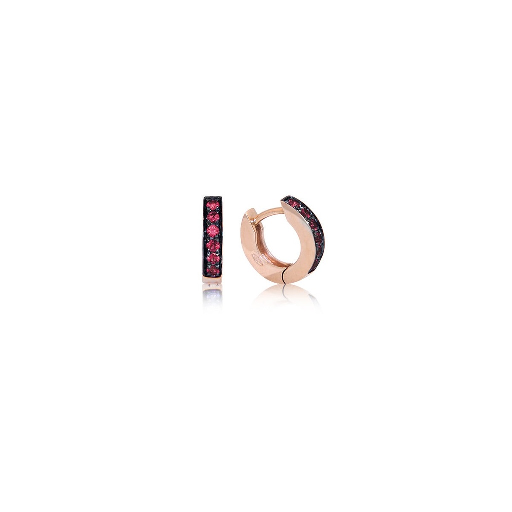 Rose Gold Huggies Earrings Ruby