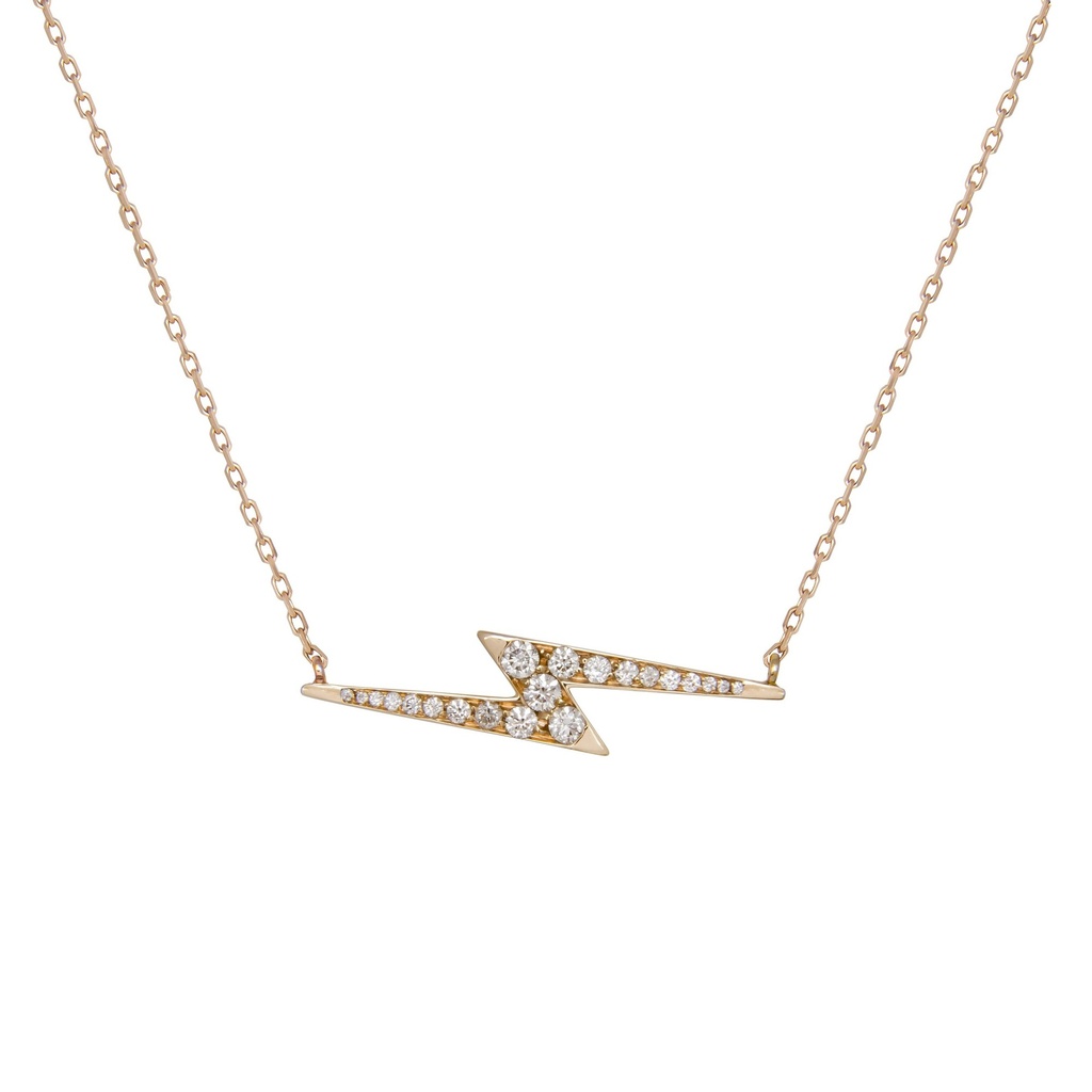 Yellow Gold Flash of Light Necklace White Diamond