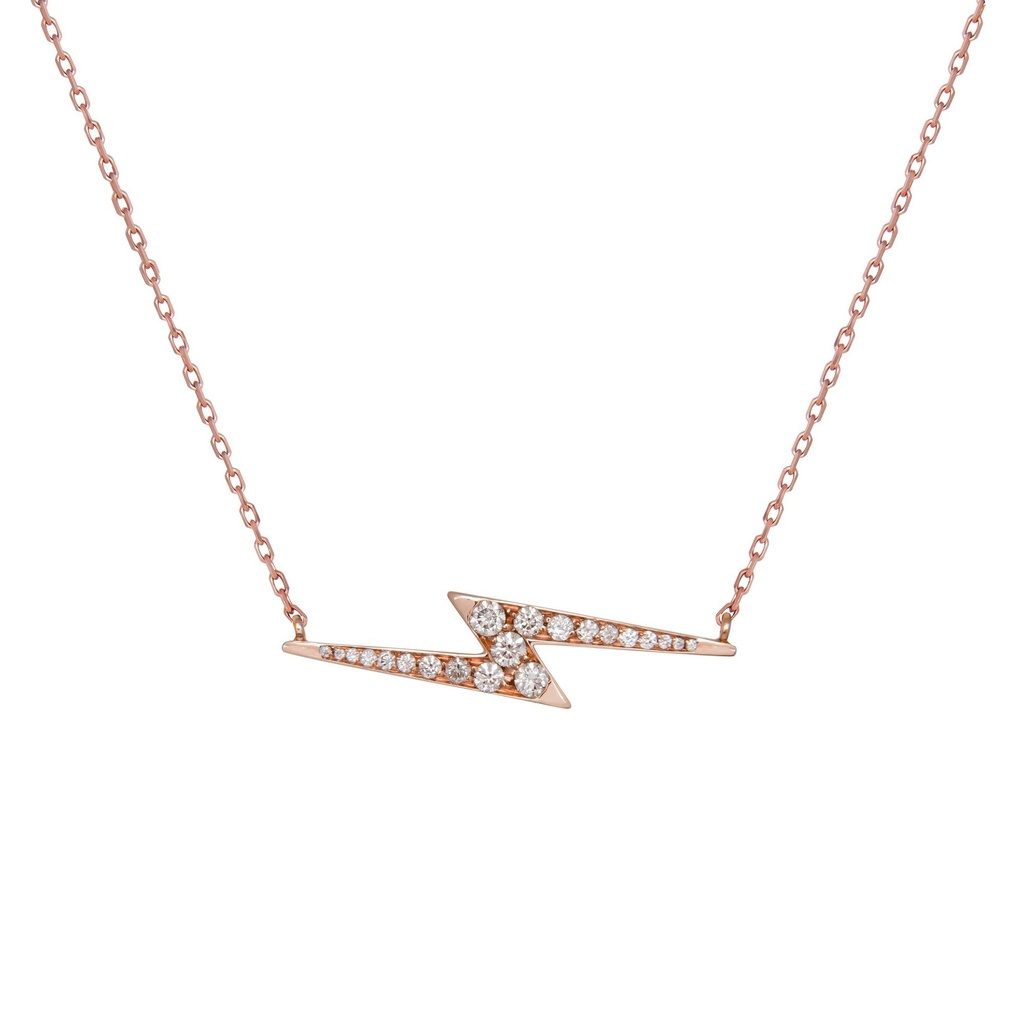 Rose Gold Flash of Light Necklace White Diamond