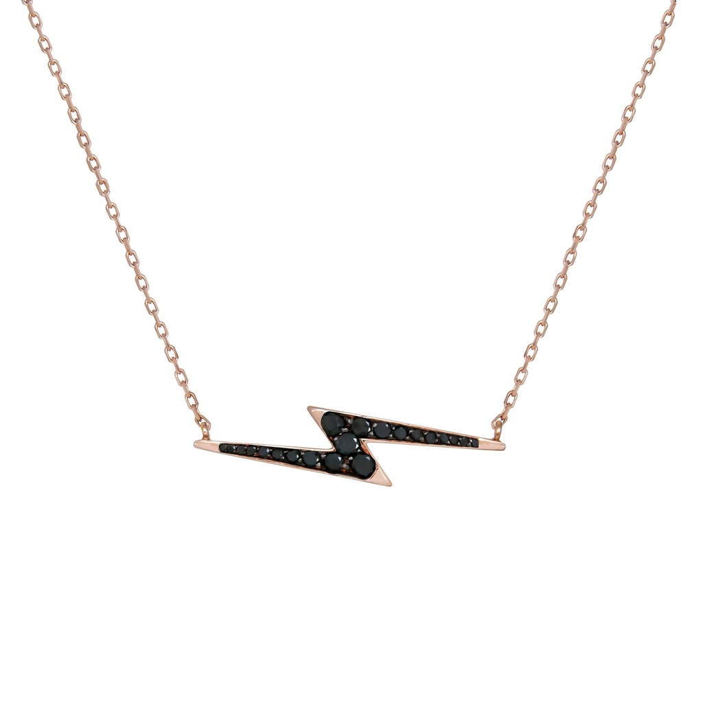 Rose Gold Flash of Light Necklace Black Diamond
