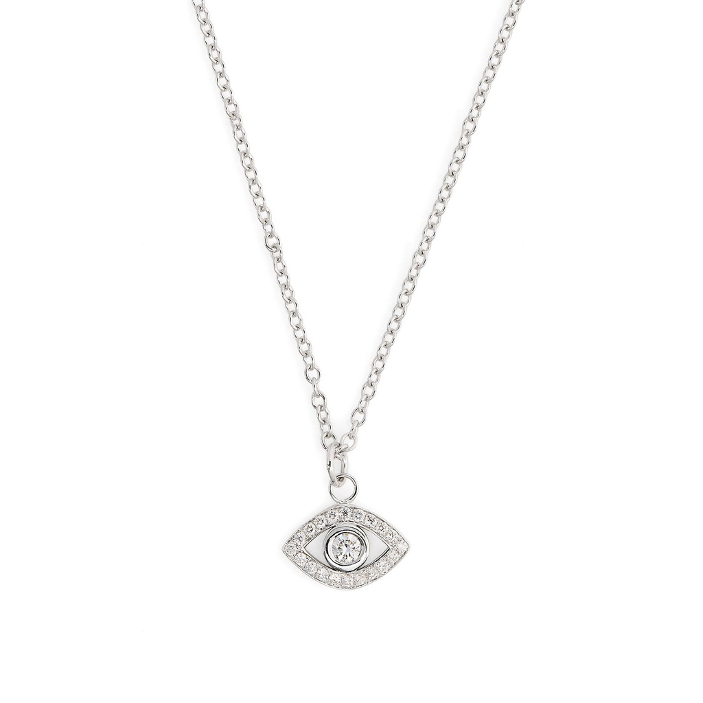 White Gold Eye charm necklace White Diamond