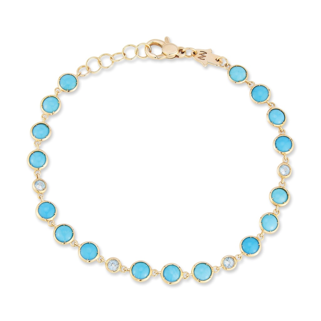 Yellow Gold Capri Blues Bazel Bracelet Turquoise