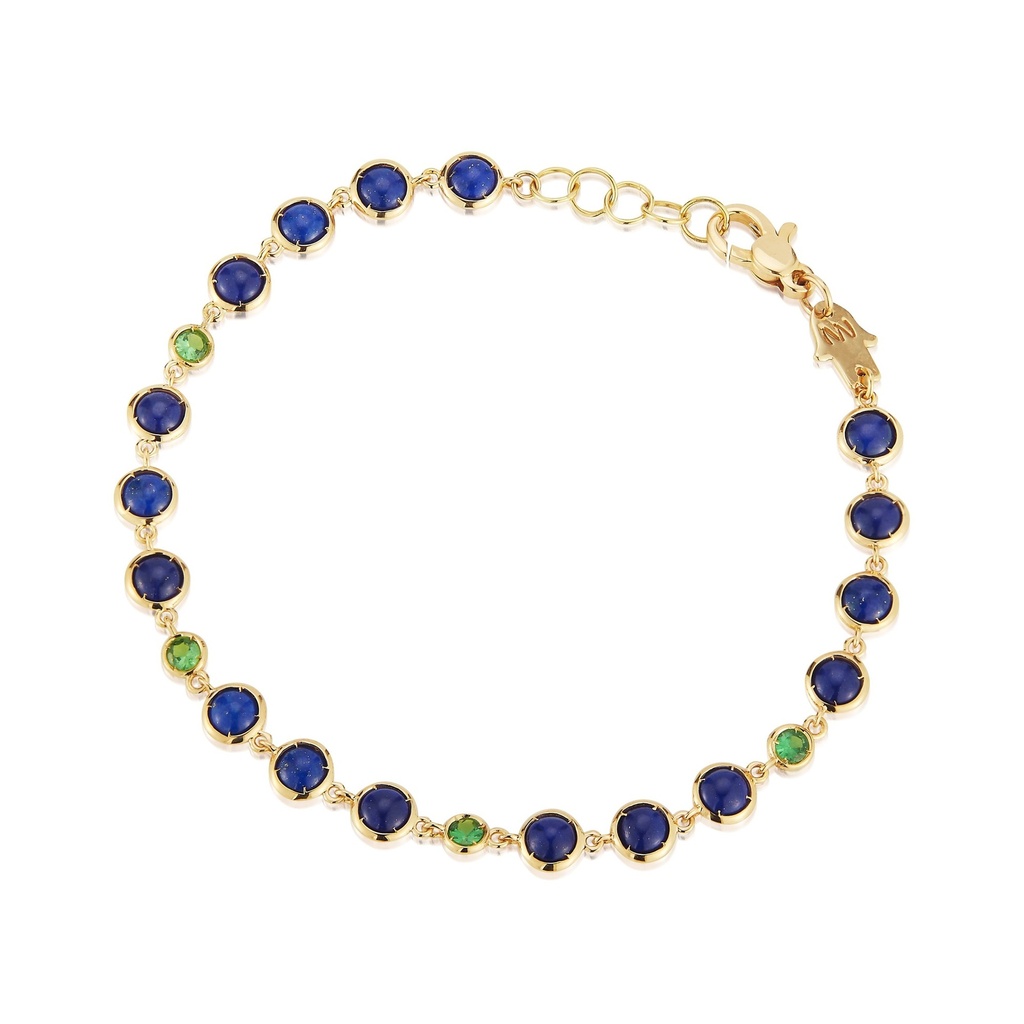 Yellow Gold Capri Blues Bazel Bracelet Lapis