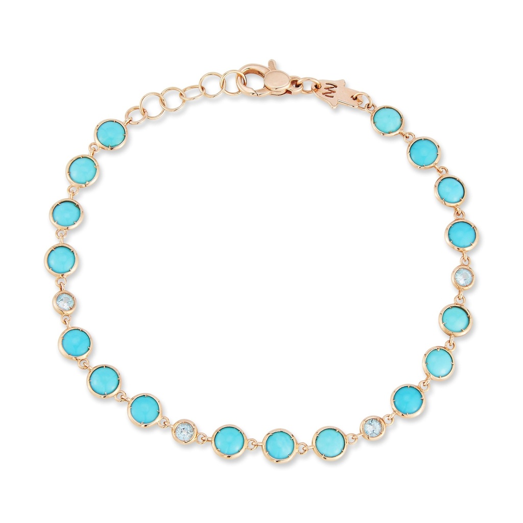 Rose Gold Capri Blues Bazel Bracelet Turquoise