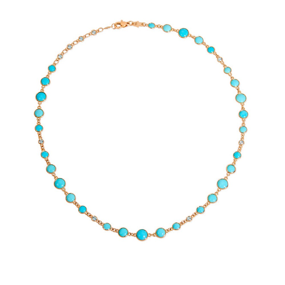 Rose Gold Capri Blue Bazel Necklace Turquoise
