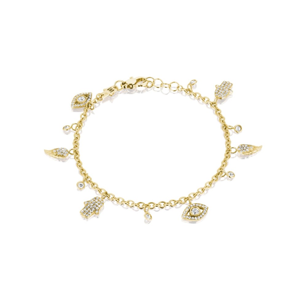 Yellow Gold Charms Bracelet White Diamond