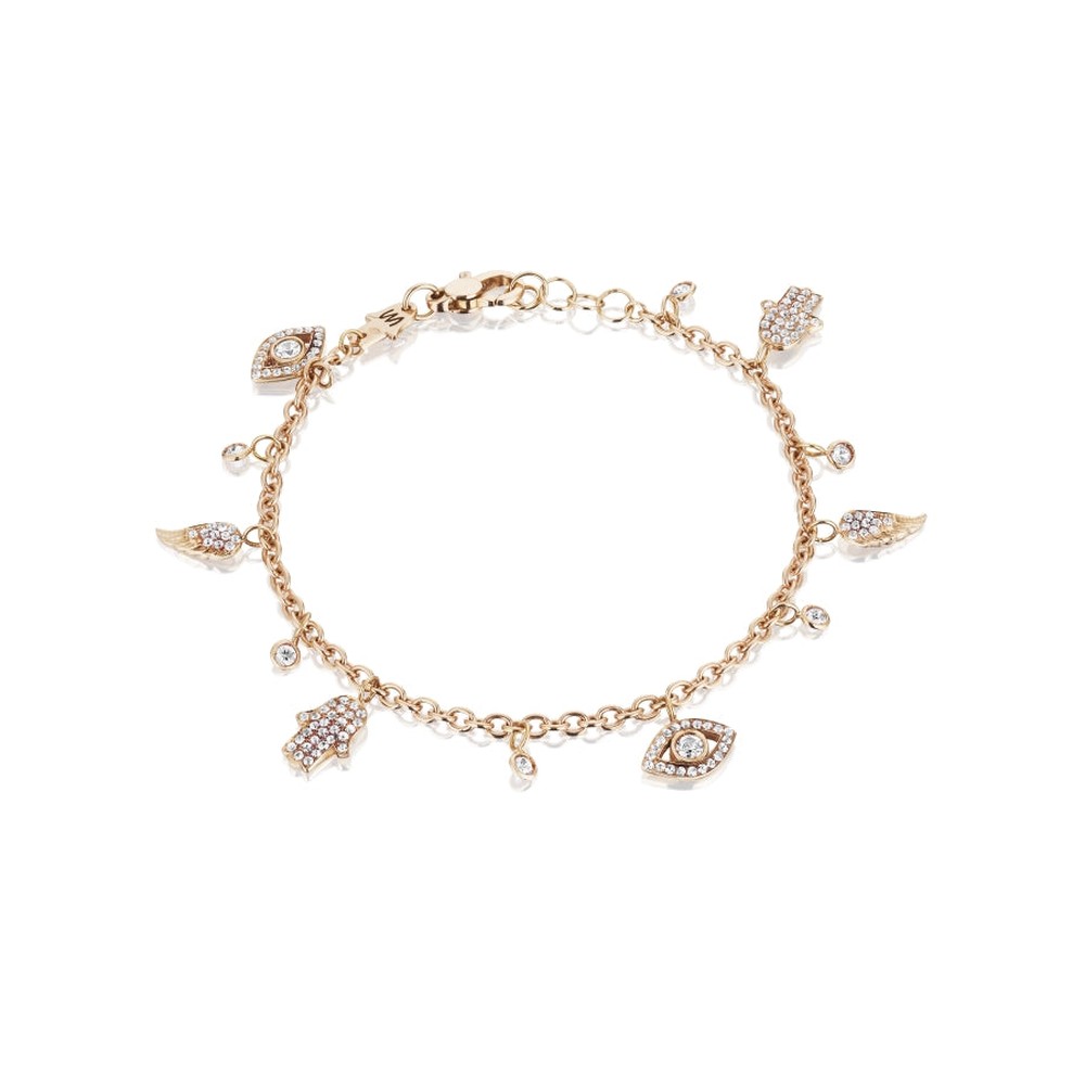 Rose Gold Charms Bracelet White Diamond