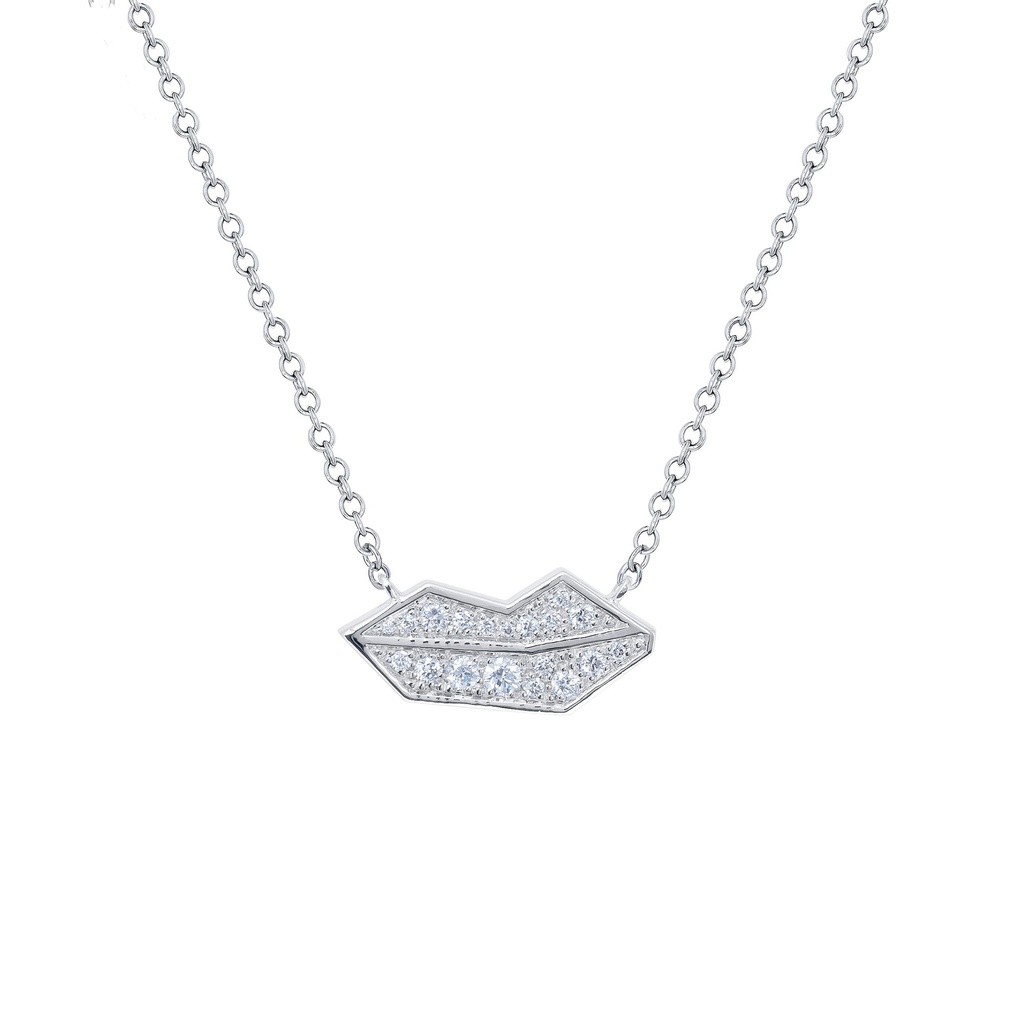 White Gold Lips Necklace White Diamond