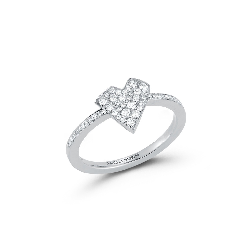White Gold Heart Ring White Diamond