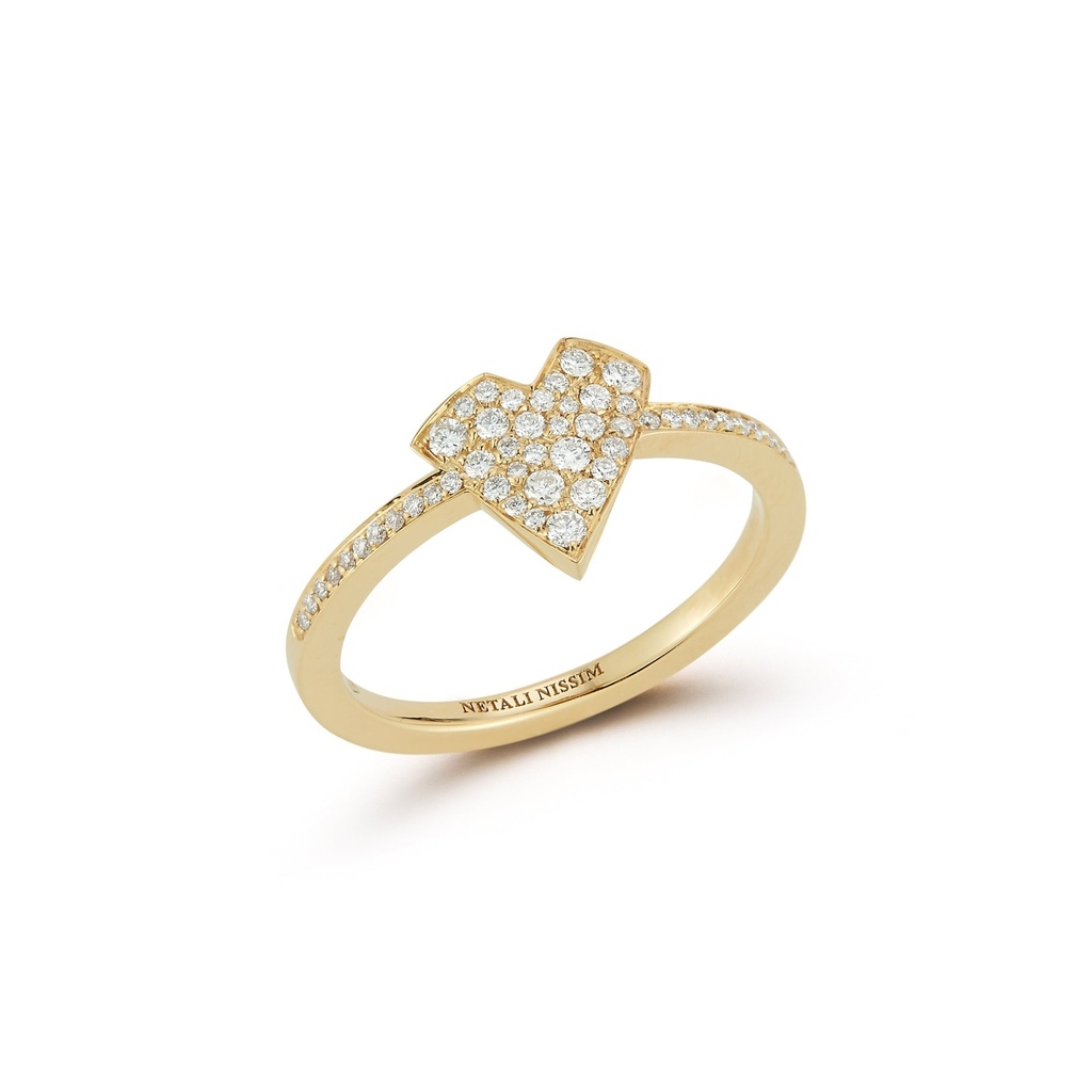 Yellow Gold Heart Ring White Diamond