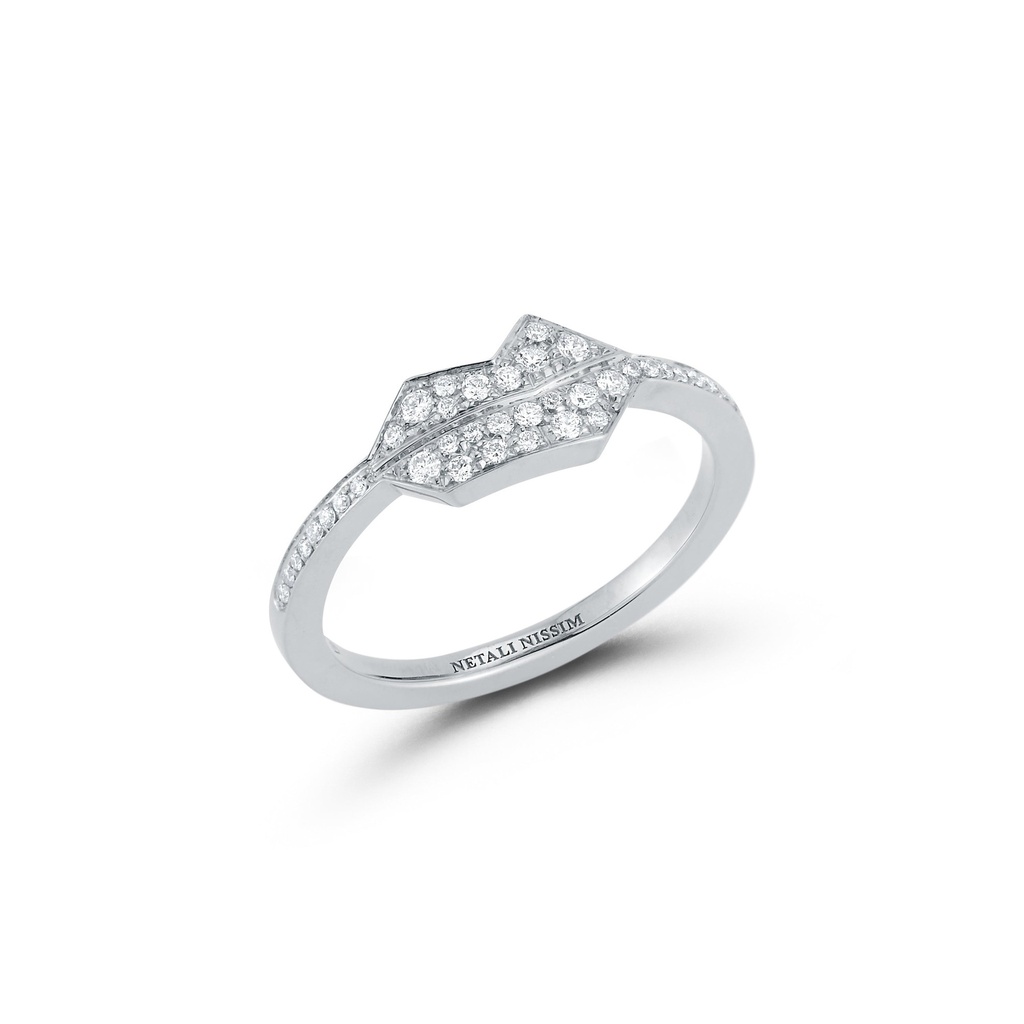 White Gold Lips Ring White Diamond