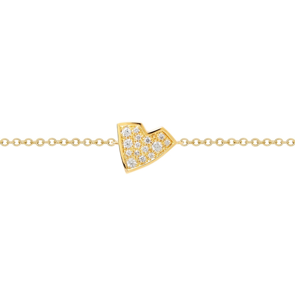 Yellow Gold Heart Bracelet White Diamond