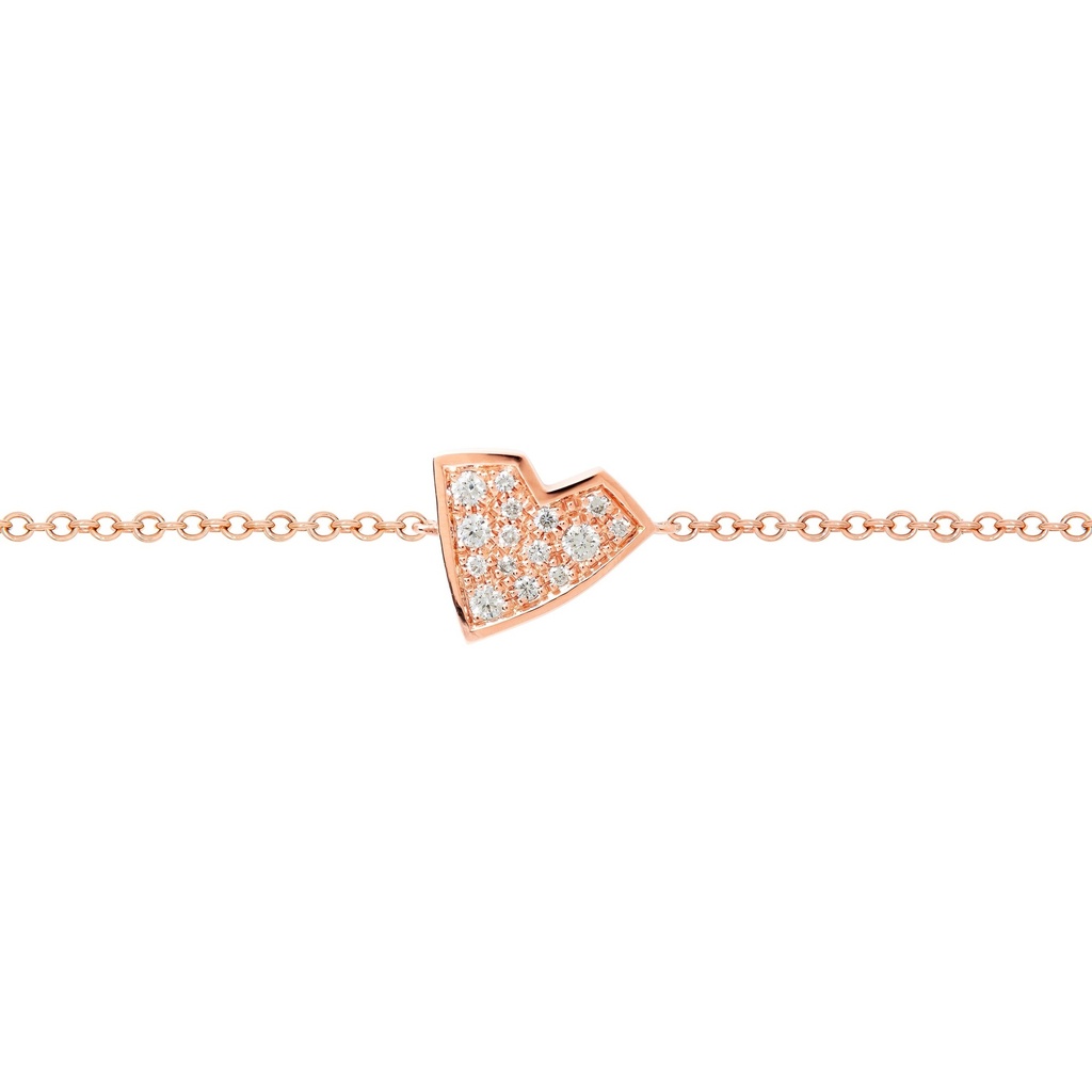Rose Gold Heart Bracelet White Diamond