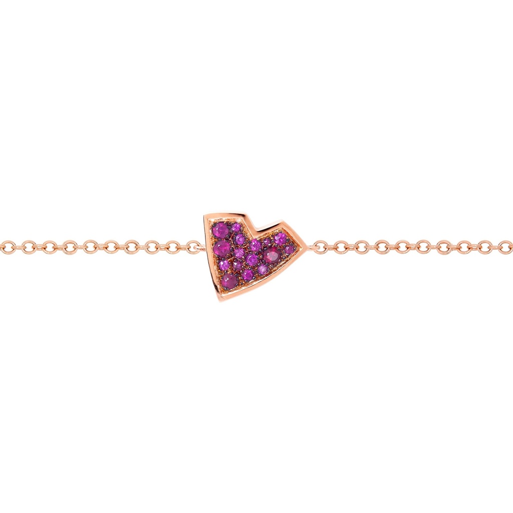 Rose Gold Heart Bracelet Ruby