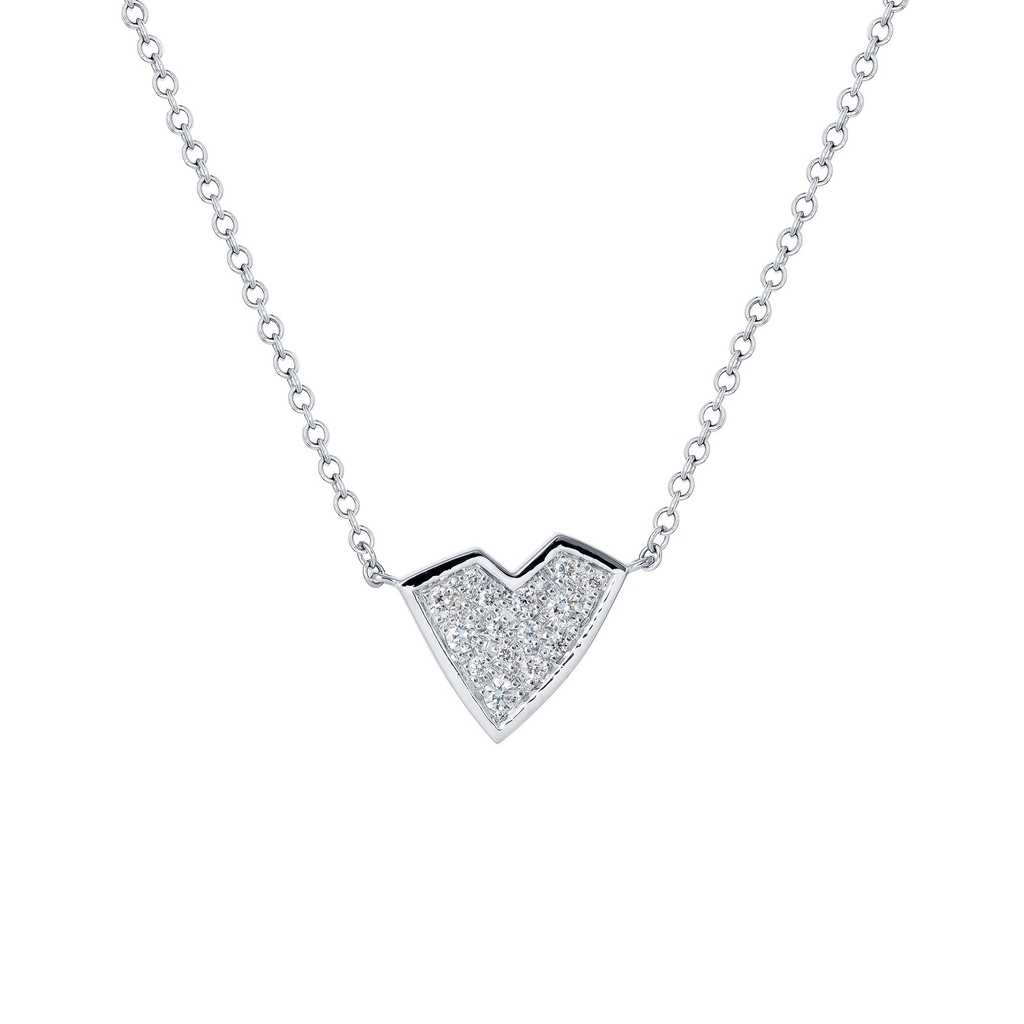 White Gold Heart Necklace White Diamond