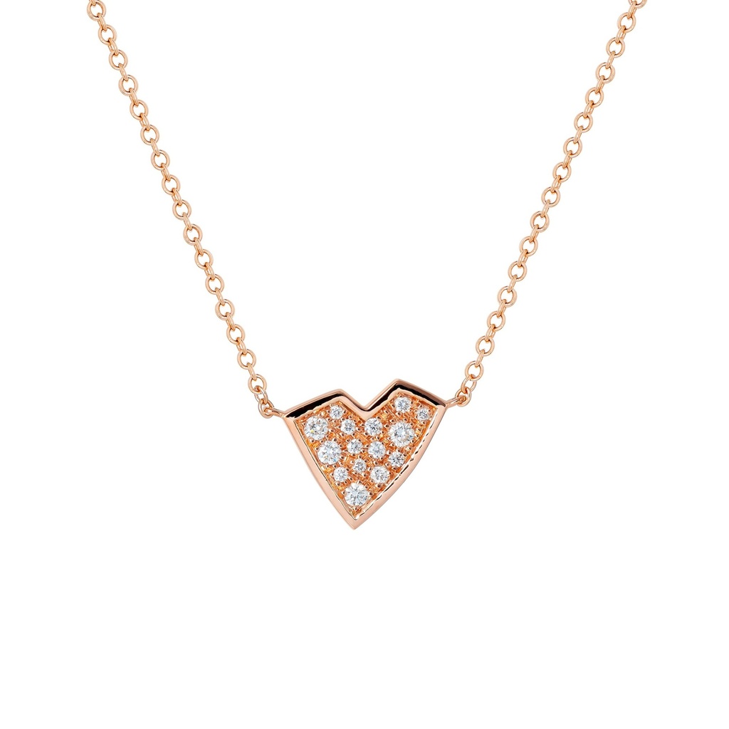 Rose Gold Heart Necklace White Diamond