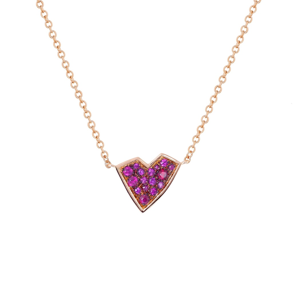 Rose Gold Heart Necklace Ruby