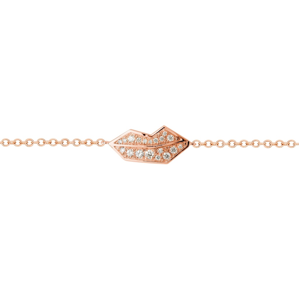Rose Gold Lips Bracelet White Diamond