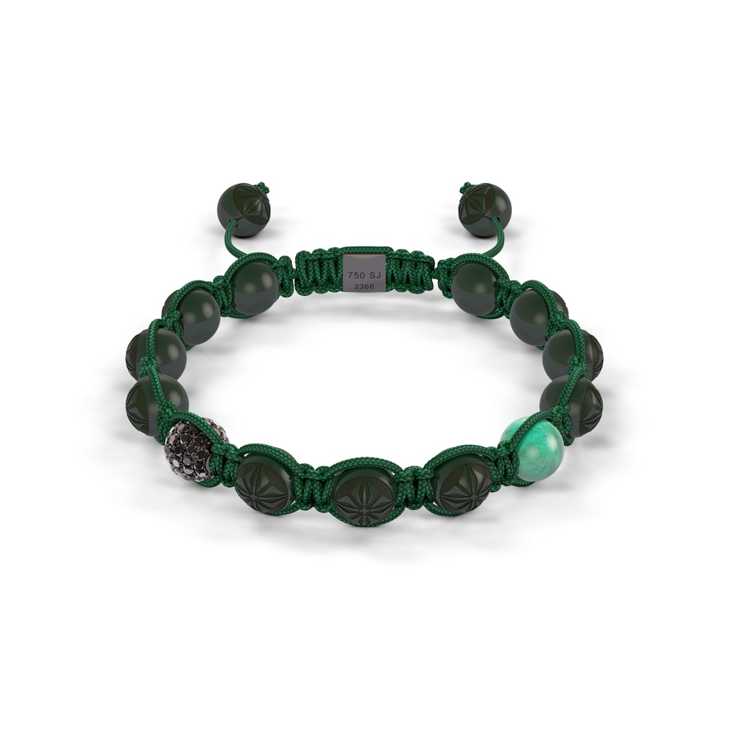 Shamballa Jewels Black Gold Diamond & Emerald 8mm Braided Bead Bracelet