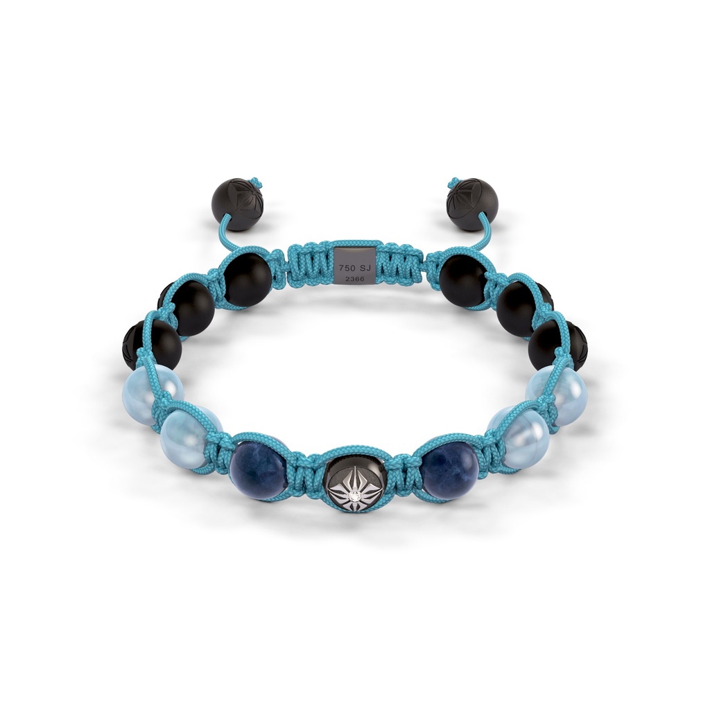 Shamballa Jewels Black Gold Diamond Sapphire & Aquamarine 8mm Braided Bead Bracelet