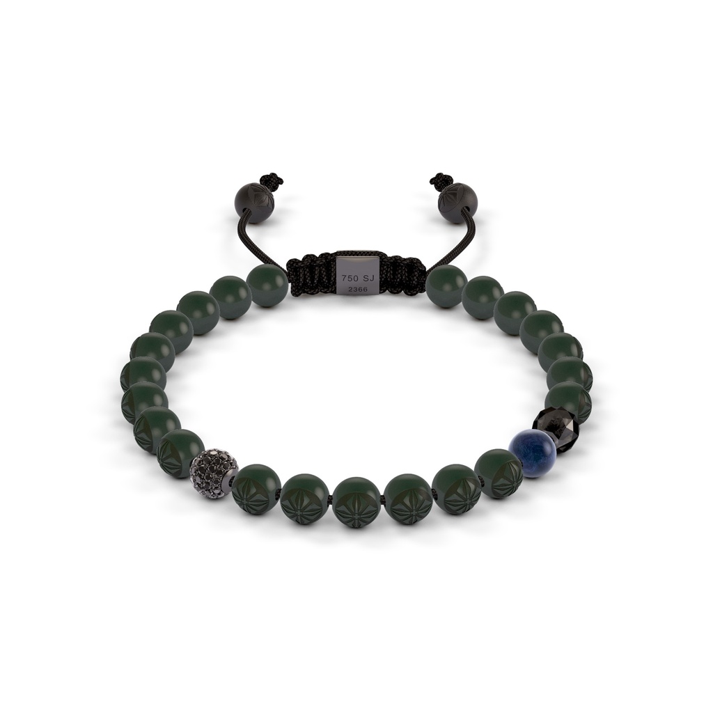 Shamballa Jewels Black Gold Diamond & Sapphire 6mm Non-Braided Bead Bracelet