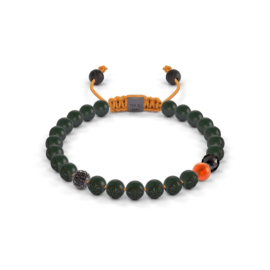Shamballa Jewels Black Gold Diamond & Carnelian 6mm Non-Braided Bead Bracelet
