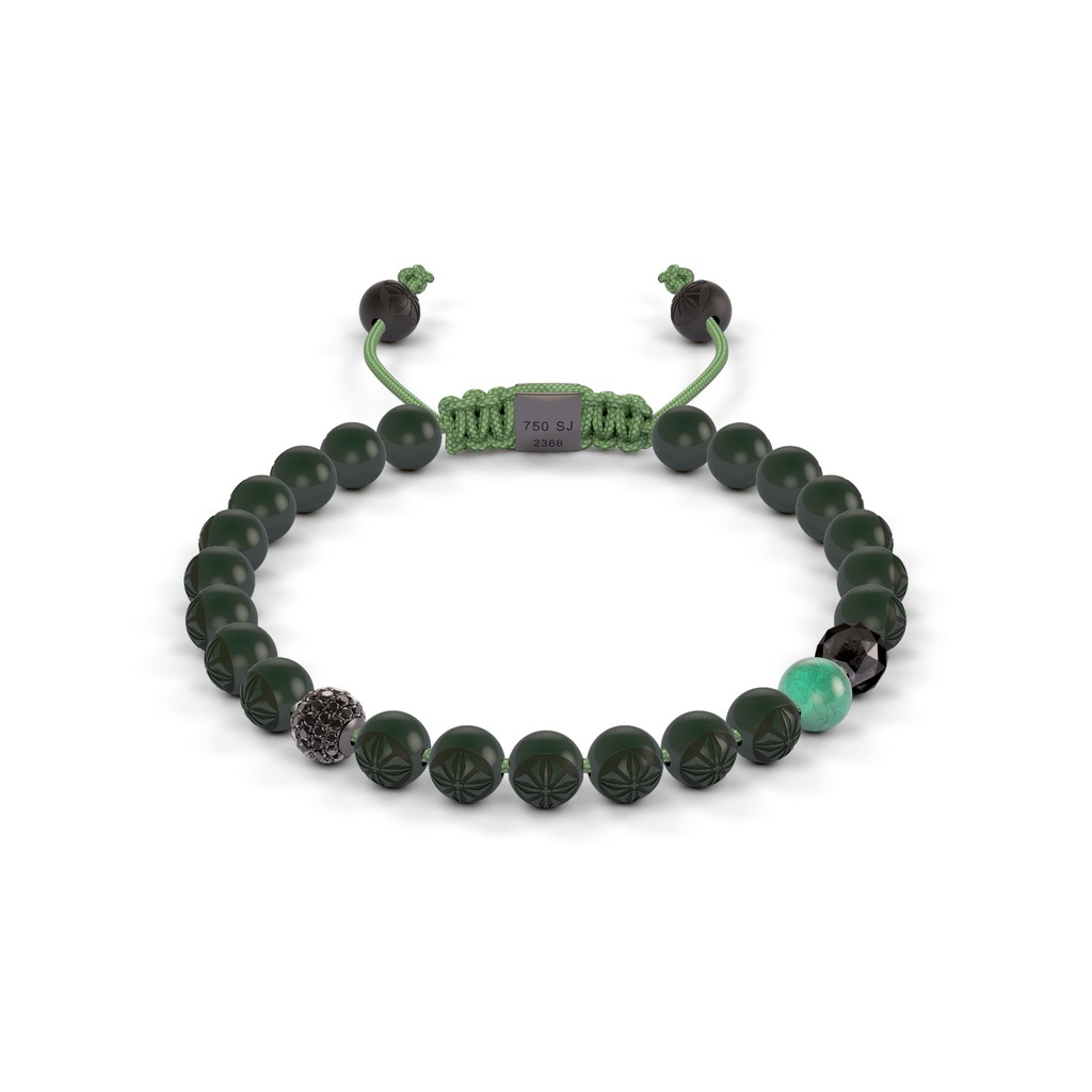 Shamballa Jewels Black Gold Diamond & Emerald 6mm Non-Braided Bead Bracelet