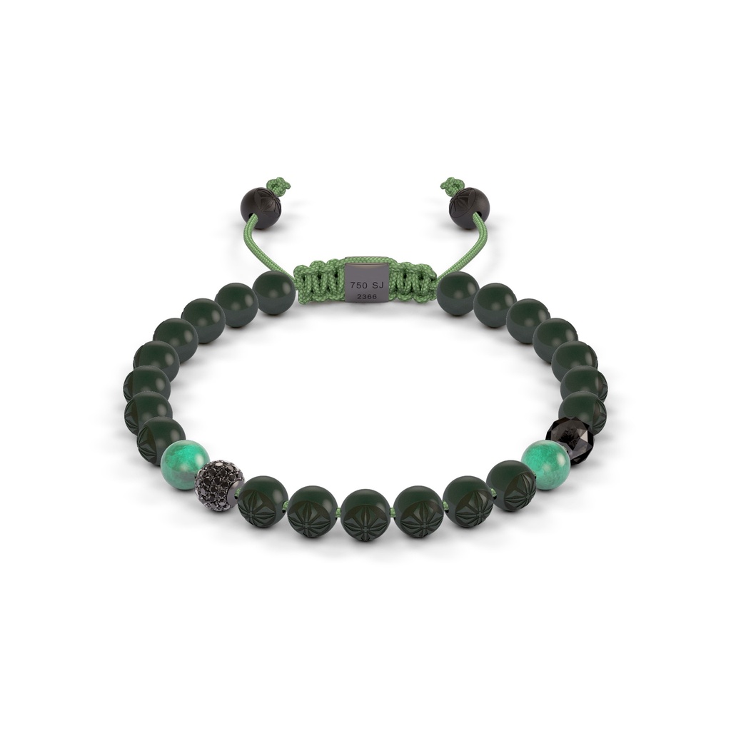 Shamballa Jewels Black Gold Diamond & Emerald 6mm Non-Braided Bead Bracelet