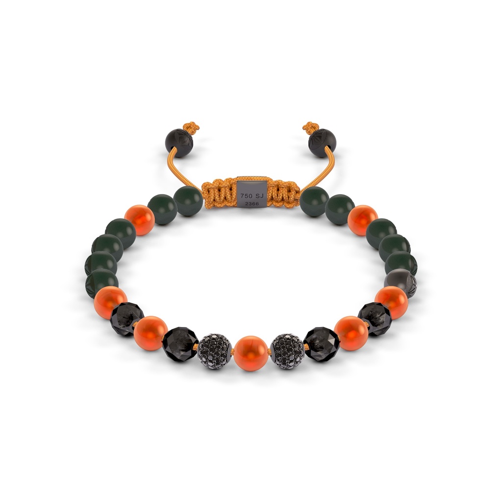 Shamballa Jewels Black Gold Diamond & Carnelian 6mm Non-Braided Bead Bracelet