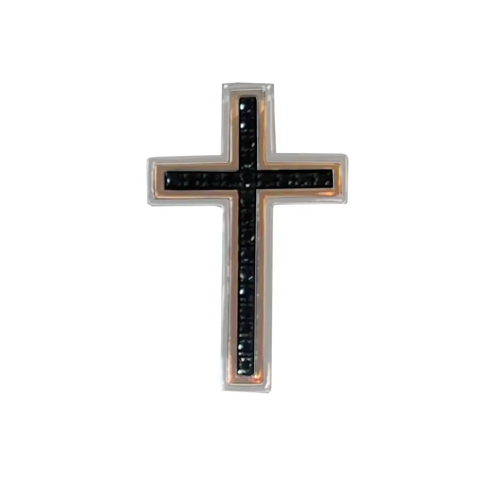 White & Rose Gold Necklace with Black Diamond Cross 