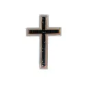White & Rose Gold Necklace with Black Diamond Cross 