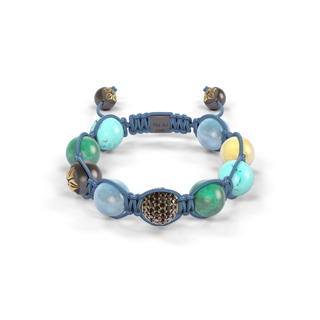 Shamballa Jewels - Black Gold Black Diamond & Mixed Semi-Precious 10mm Braided Bracelet