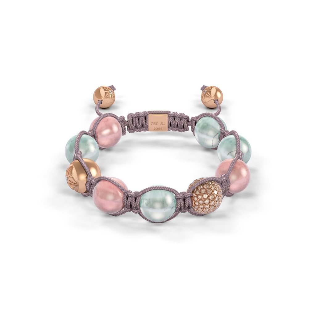 Shamballa Jewels Rose Gold Diamond & Sapphire 10mm Braided Bead Bracelet
