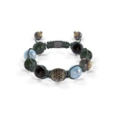 Shamballa Jewels Yellow & Black Gold Diamond Jade & Aquamarine 10mm Braided Bead Bracelet