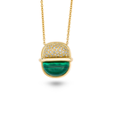Amrita Small Round Necklace In Malachite With Diamonds