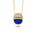 Amrita Small Round Necklace In Lapis Lazuli With Diamonds