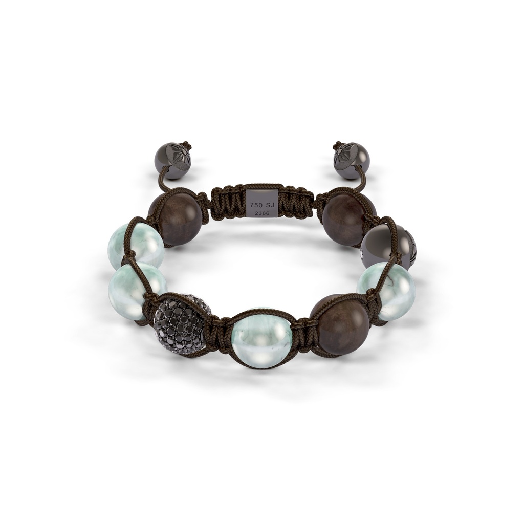 Shamballa Jewels Black Gold Diamond & Sapphire 10mm Braided Bead Bracelet