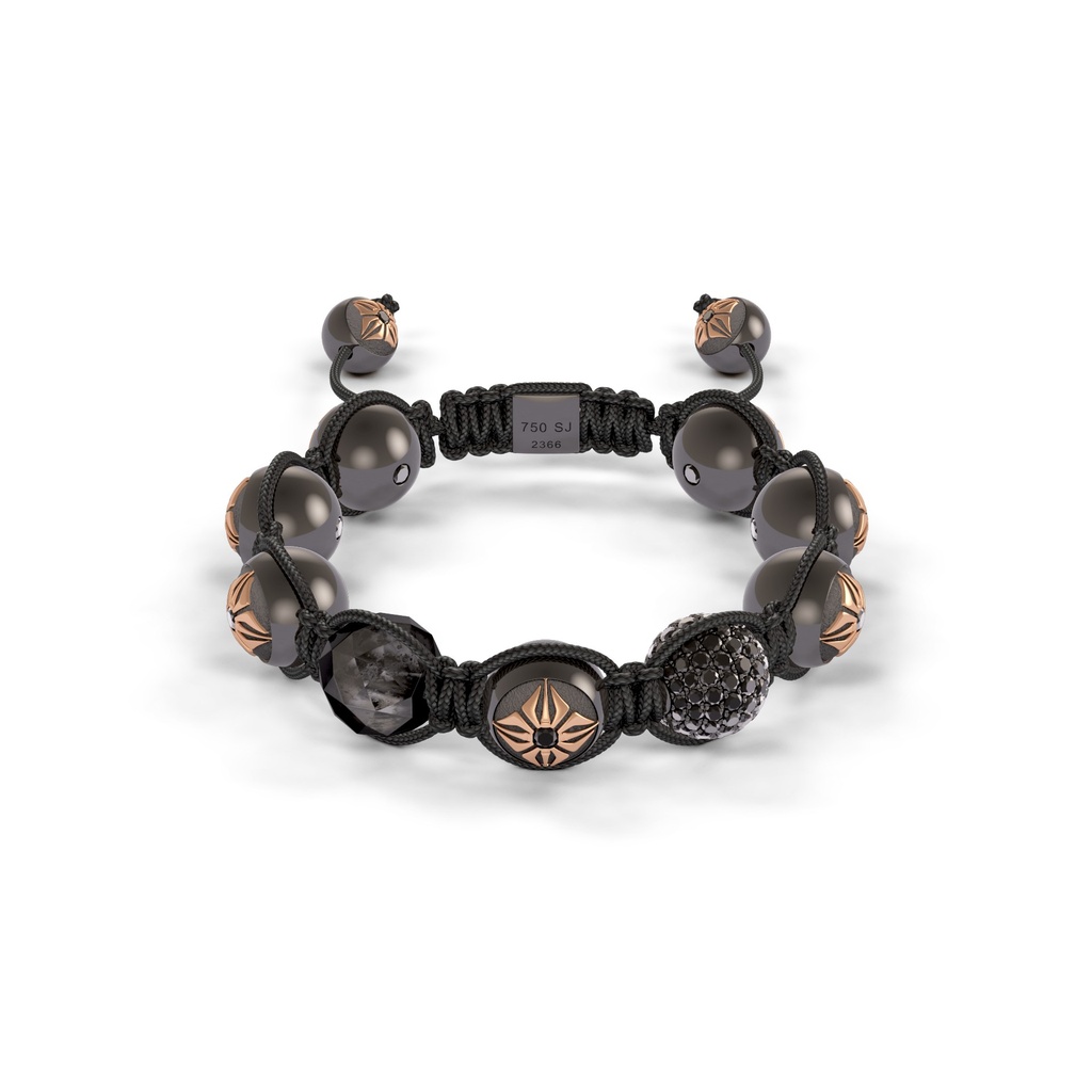 Shamballa Jewels Rose & Black Gold Diamond 10mm Braided Bead Bracelet
