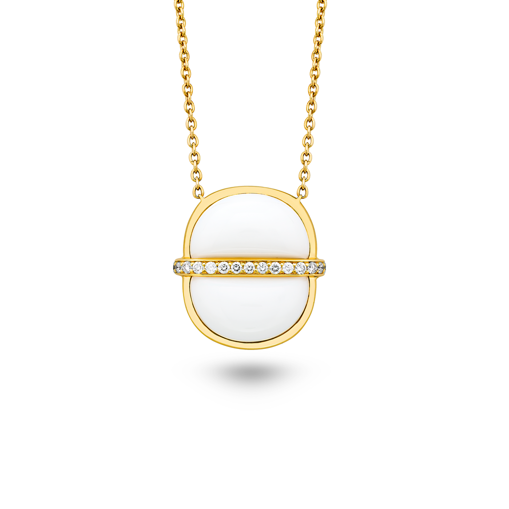 Amrita Small Round Necklace In White Ceramic