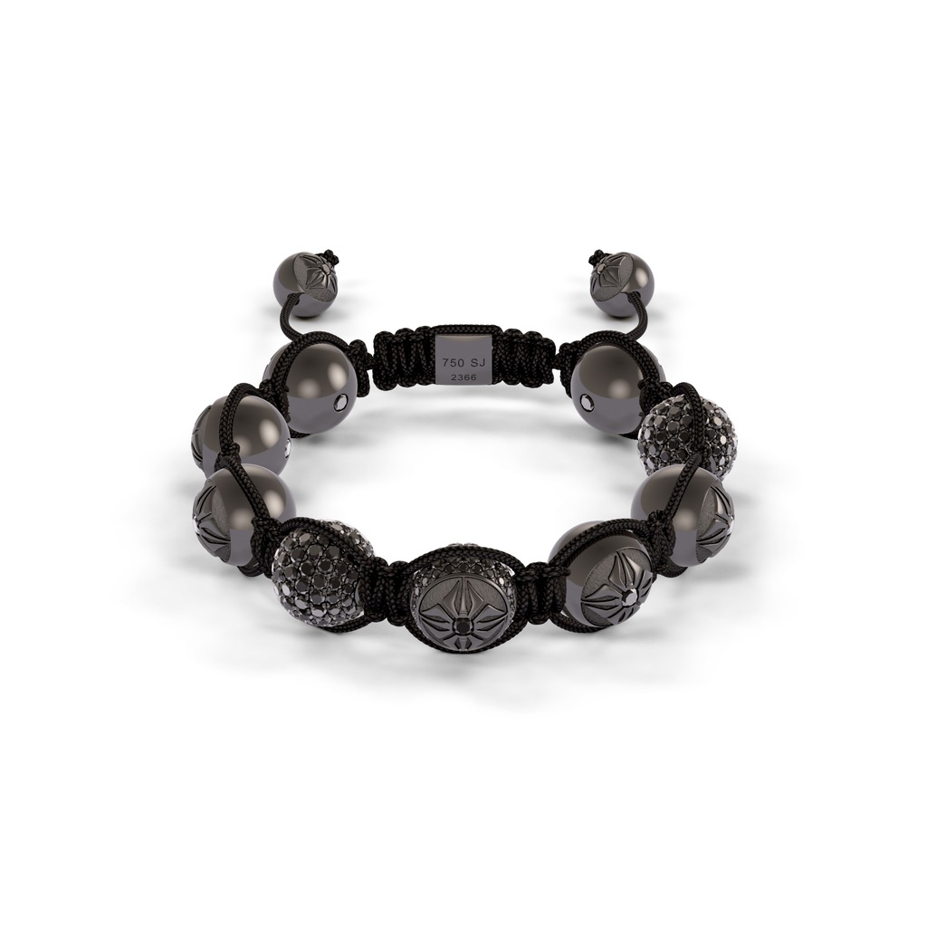 Shamballa Jewels Black Gold Diamond 10mm Braided Bead Bracelet