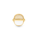 Amrita Small Round Ring In White Ceramic And Diamonds