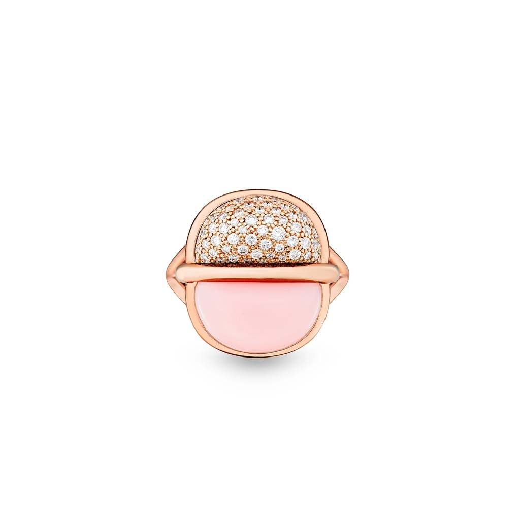 Amrita Small Round Ring In Pink Opal And Diamonds
